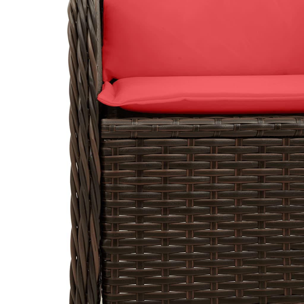 havestole med lænefunktion 2 stk. med hynder brun polyrattan