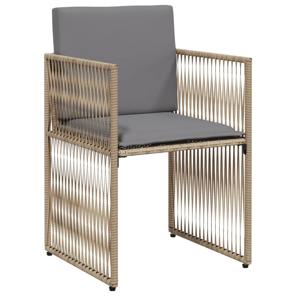 spisebordssæt til haven 7 dele med hynder polyrattan beige
