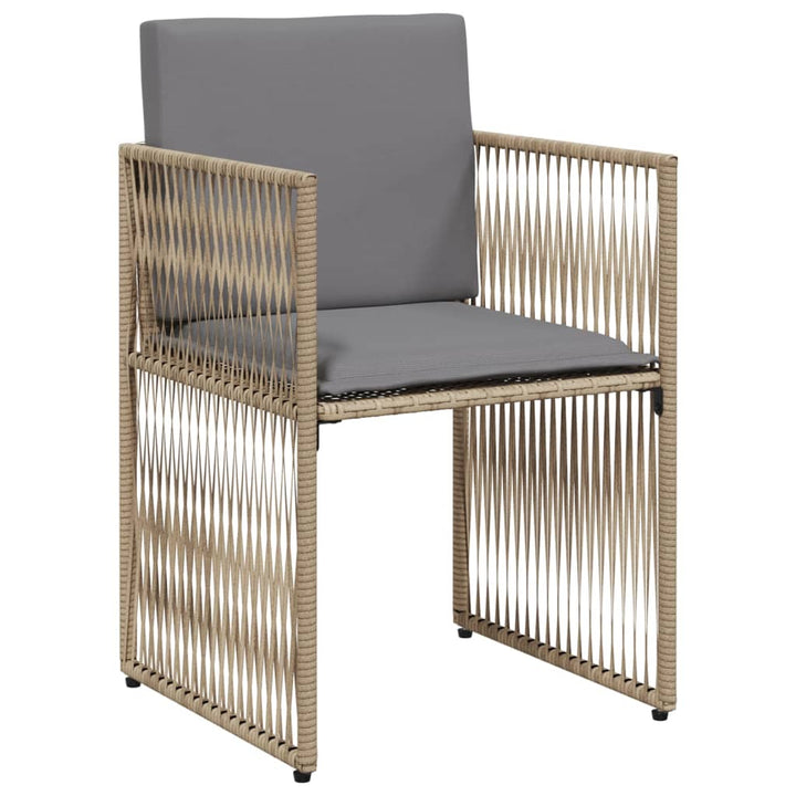 spisebordssæt til haven 7 dele med hynder polyrattan beige
