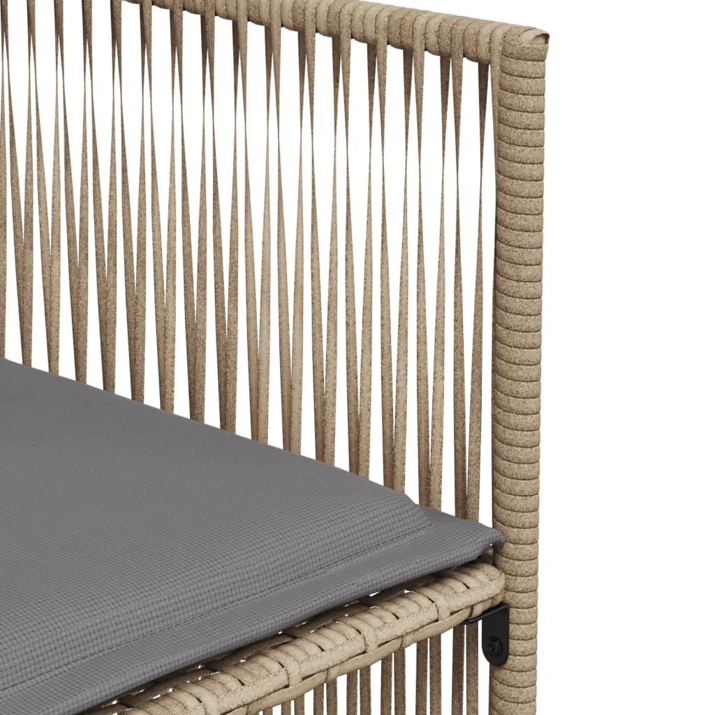 spisebordssæt til haven 7 dele med hynder polyrattan beige