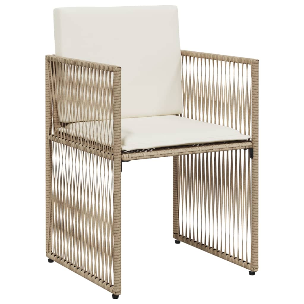spisebordssæt til haven 7 dele med hynder polyrattan beige