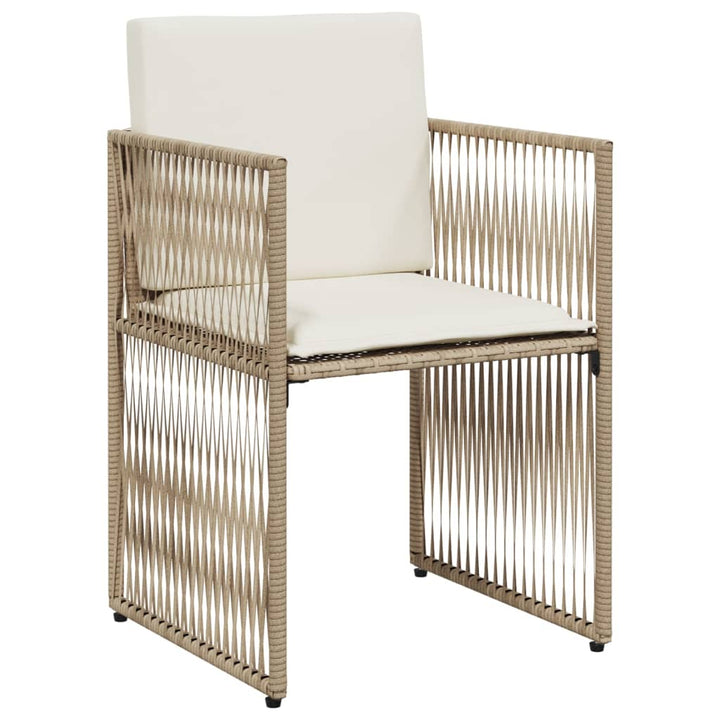 spisebordssæt til haven 7 dele med hynder polyrattan beige