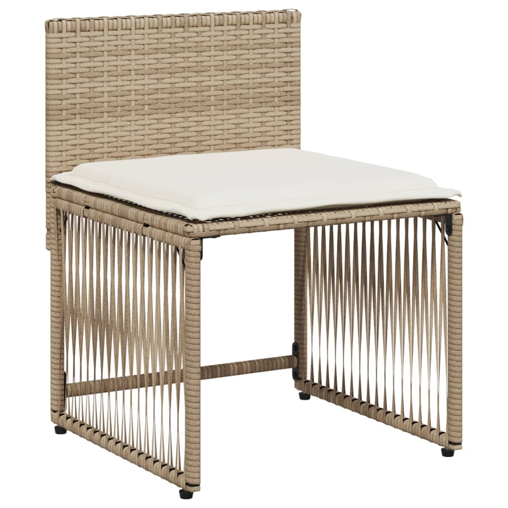 spisebordssæt til haven 7 dele med hynder polyrattan beige