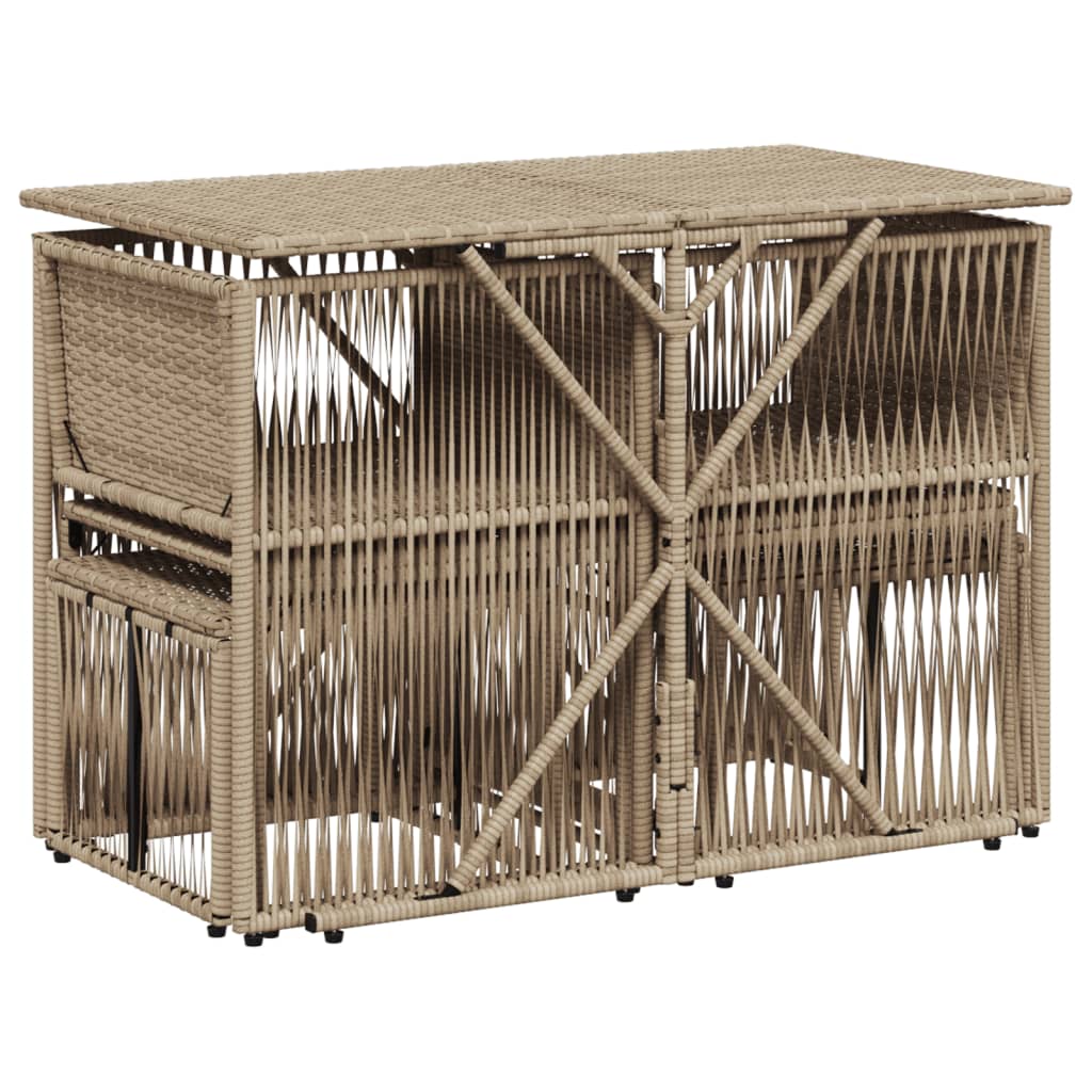 spisebordssæt til haven 7 dele med hynder polyrattan beige