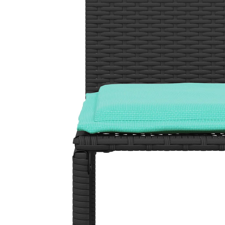7-delt havespisesæt med hynder sort polyrattan