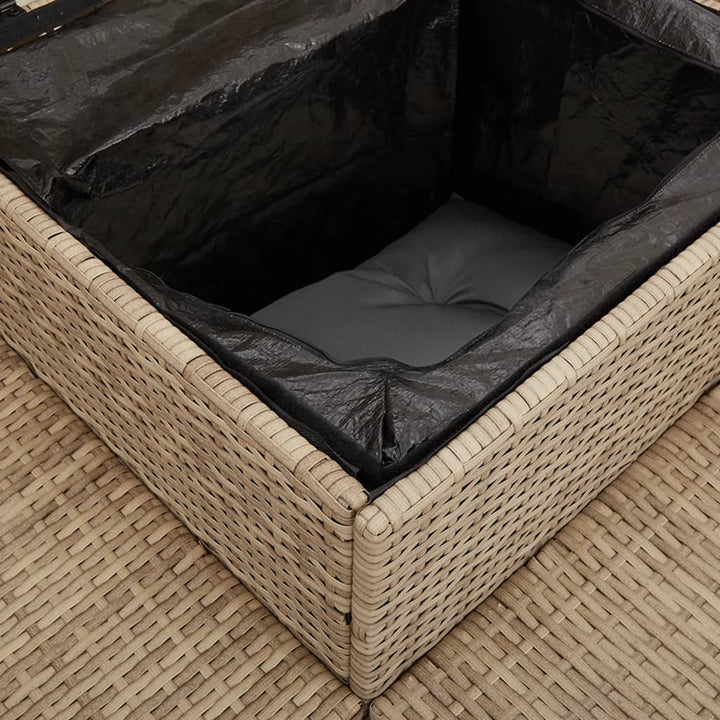 havesofa med bord og hynder L-formet polyrattan beige
