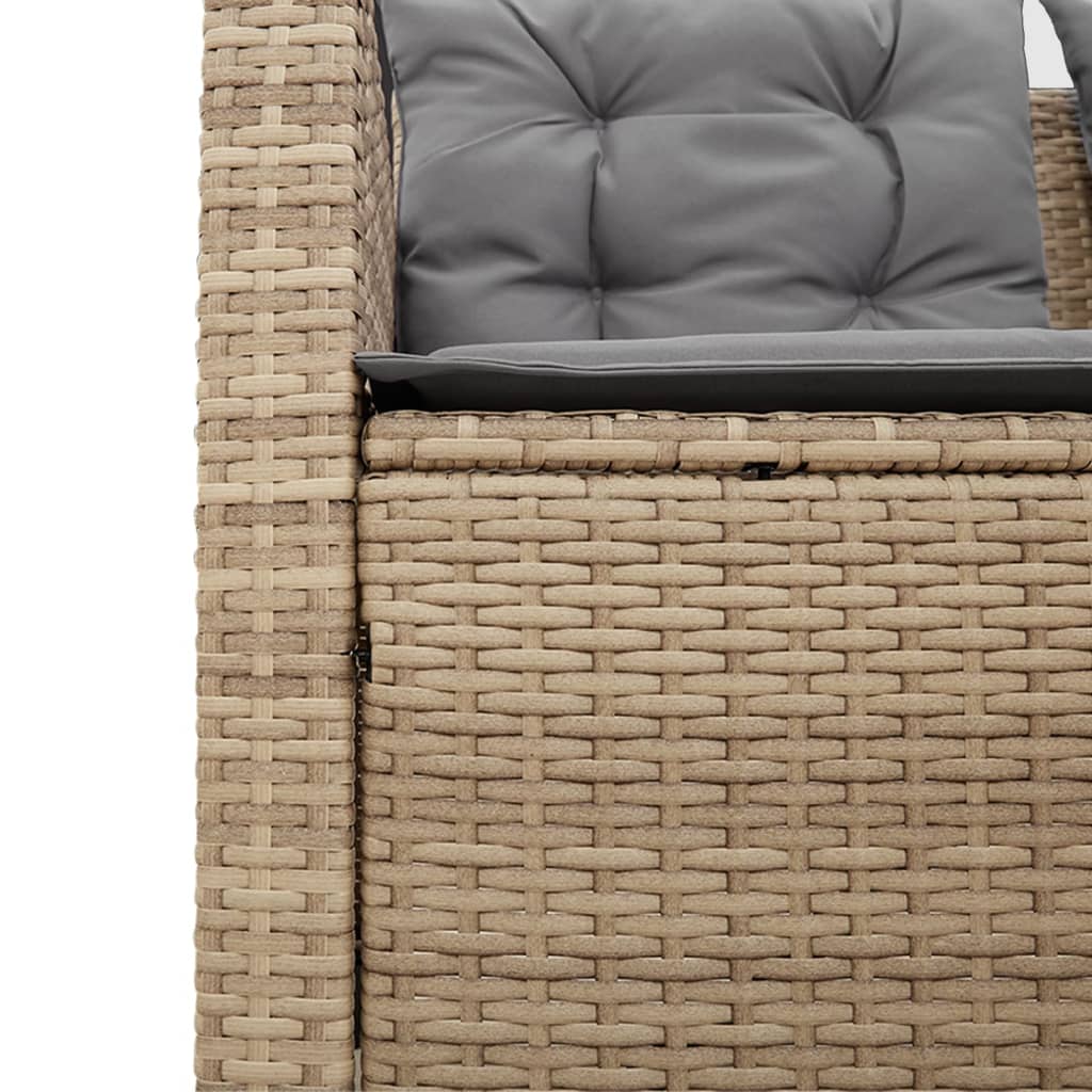 havesofa med bord og hynder L-formet polyrattan beige