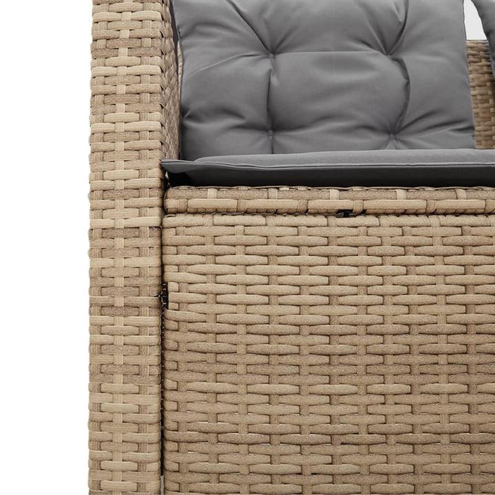 havesofa med bord og hynder L-formet polyrattan beige