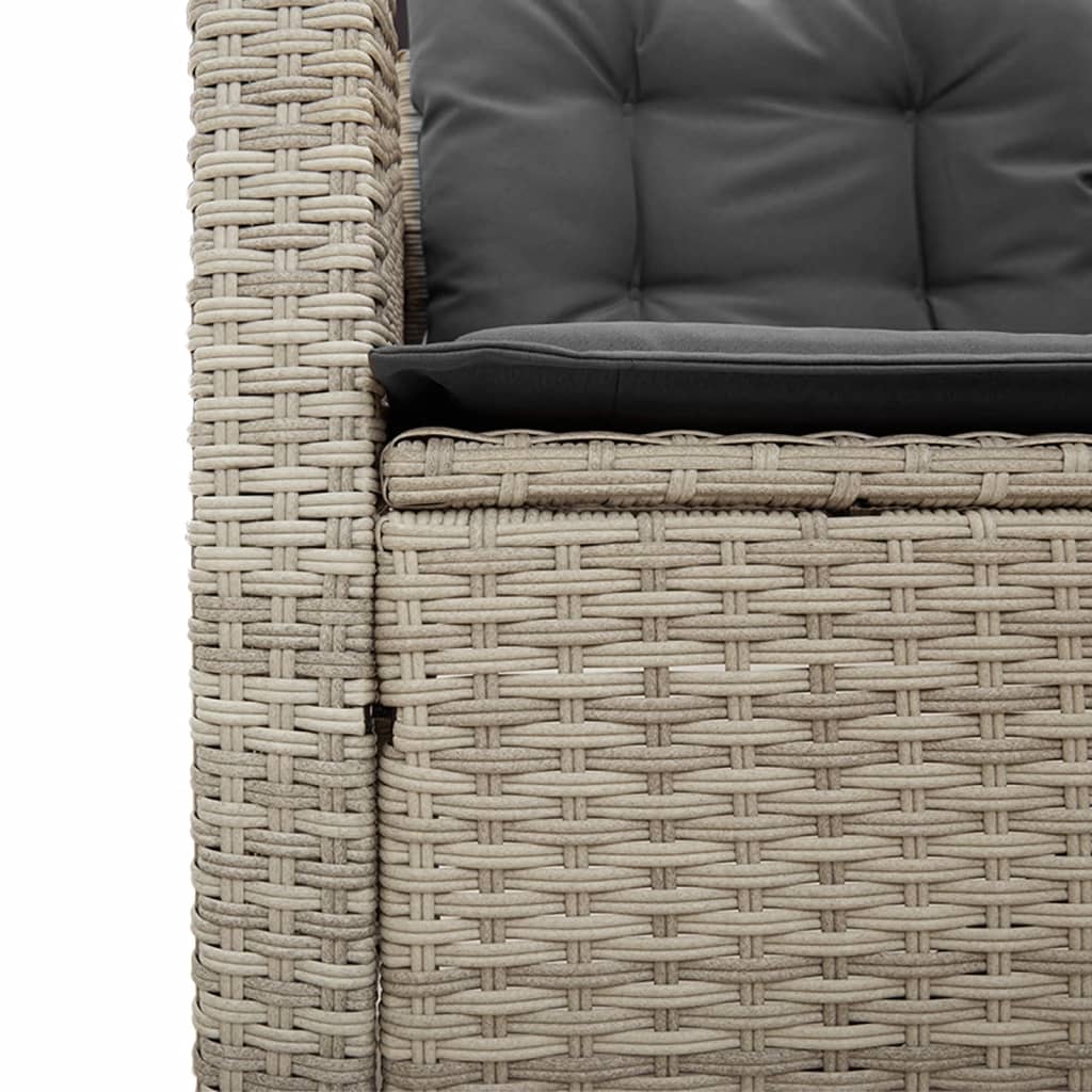 havesofa med bord og hynder L-formet polyrattan lysegrå