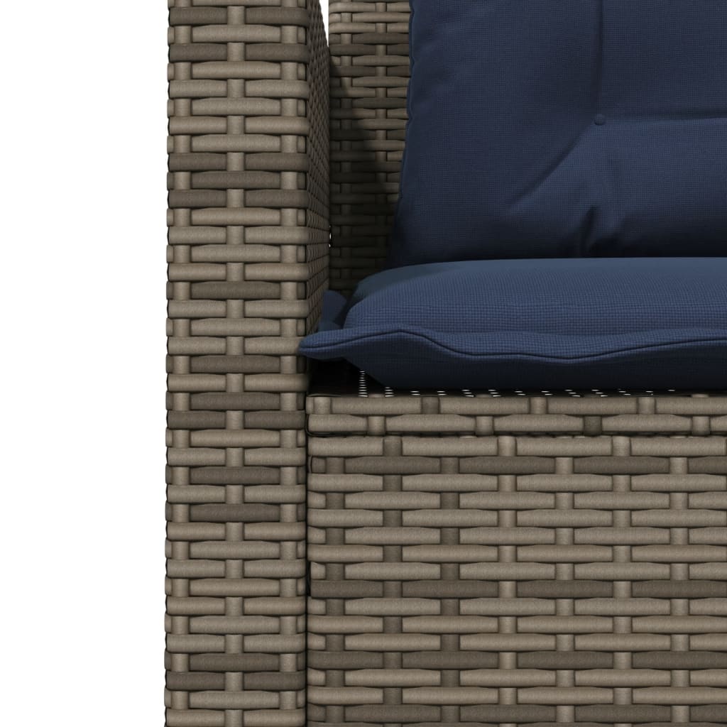 havesofa med bord og hynder L-formet grå polyrattan