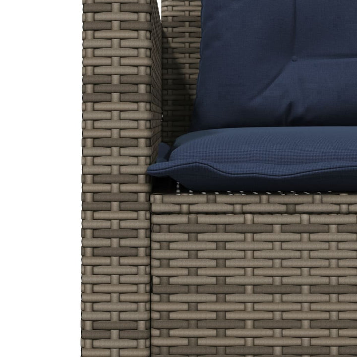 havesofa med bord og hynder L-formet grå polyrattan