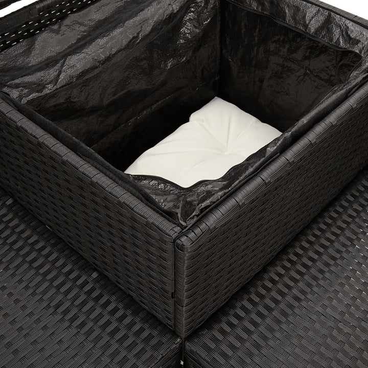 havesofa med bord og hynder L-formet polyrattan sort