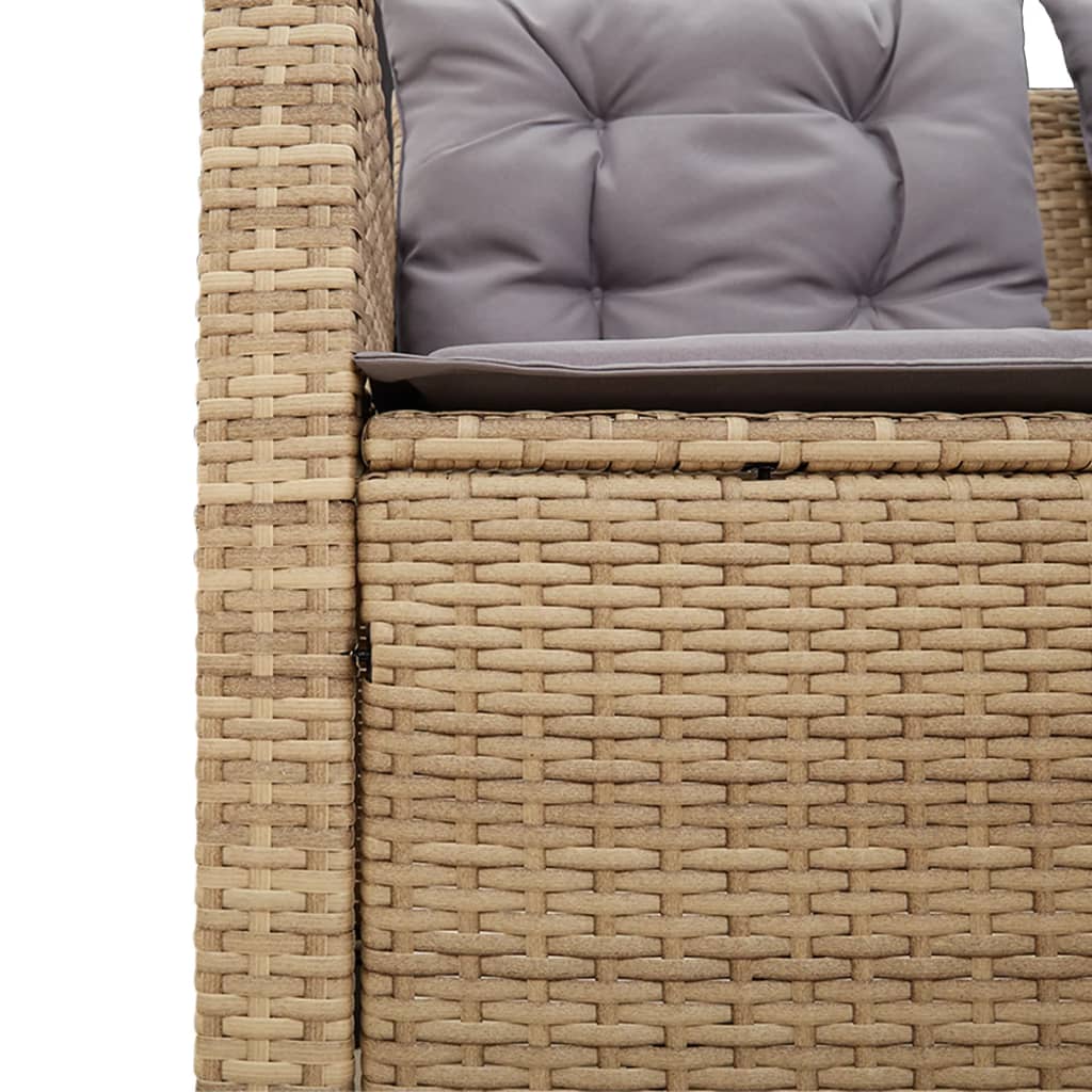 havesofa med bord og hynder L-formet polyrattan beige