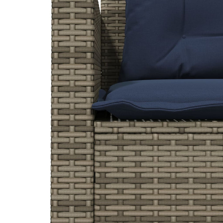 havesofa med bord og hynder L-formet grå polyrattan
