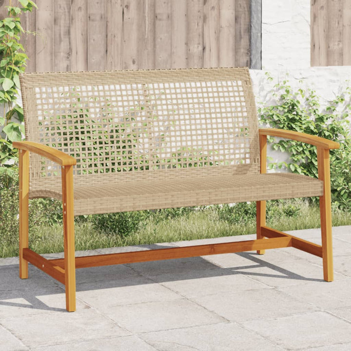 havebænk 112 cm polyrattan og akacietræ beige