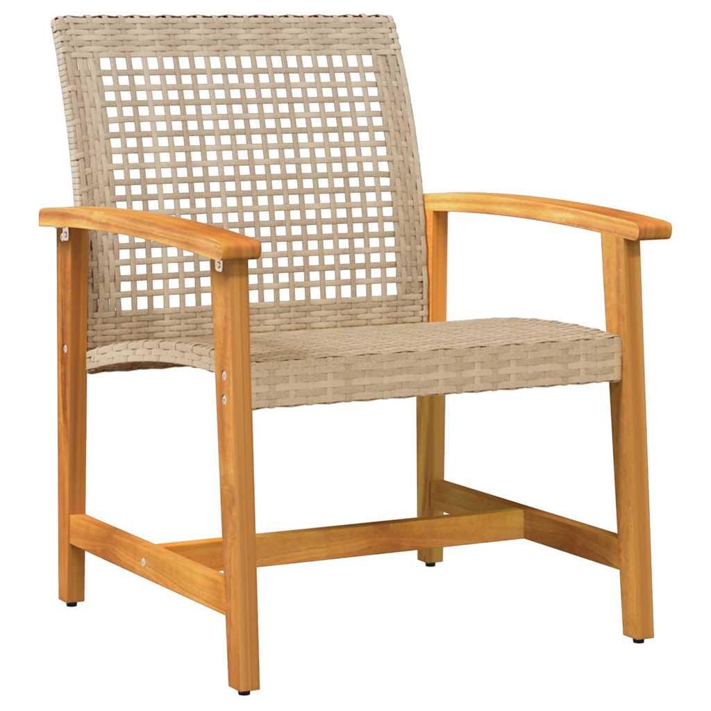 bistrosæt 3 dele polyrattan og akacietræ beige