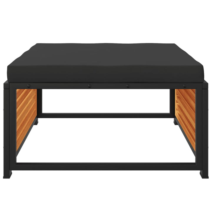 haveskammel med hynde 68x68x30 cm massivt akacietræ