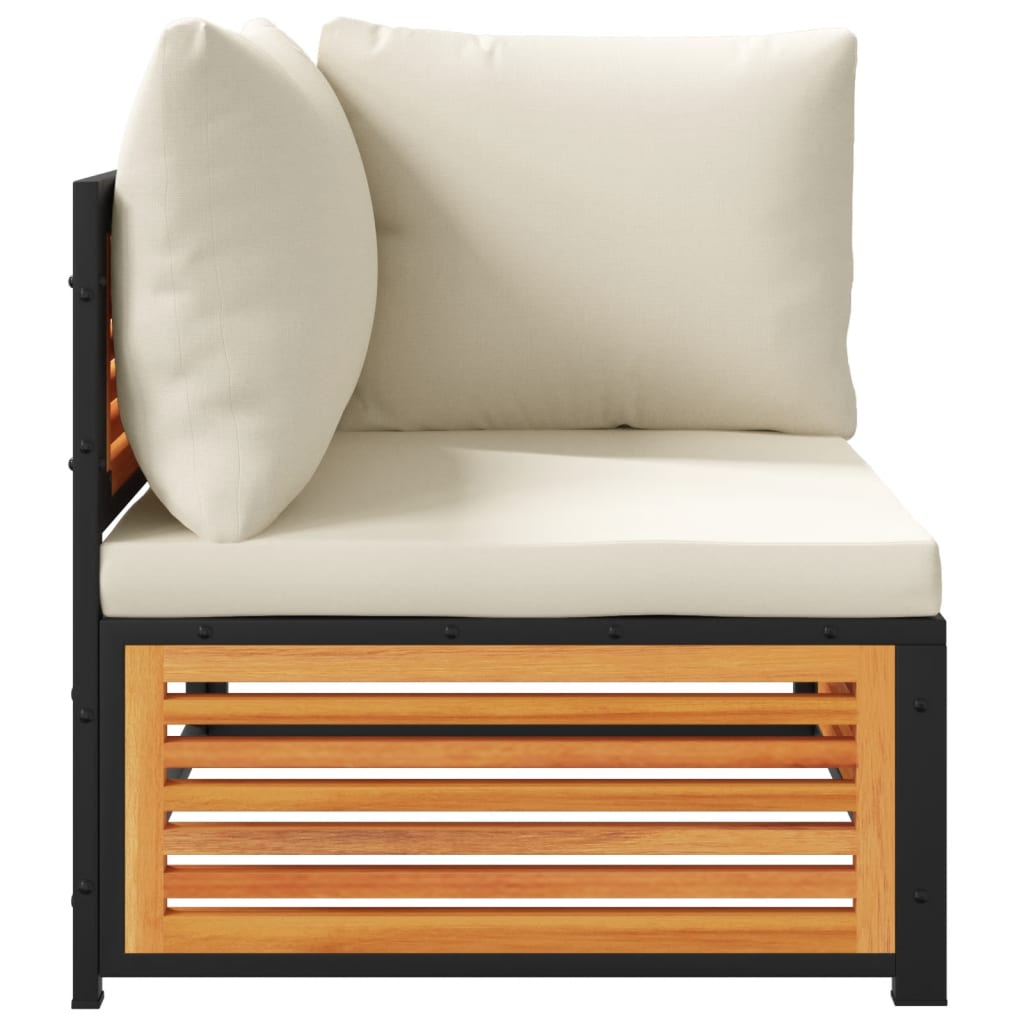 hjørnemodul til havesofa med hynder massivt akacietræ