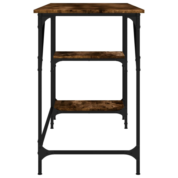 skrivebord 120x50x75 cm metal og konstrueret træ røget eg