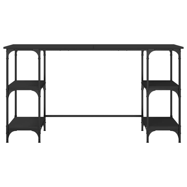 skrivebord 140x50x75 cm metal og konstrueret træ sort