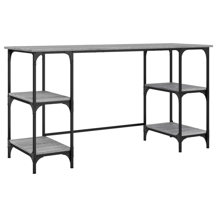 skrivebord 140x50x75 cm metal og konstrueret træ grå sonoma-eg