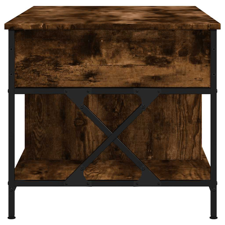 sofabord 100x55x50 cm konstrueret træ og metal røget eg