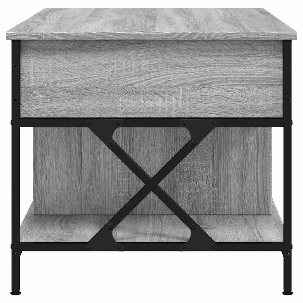 sofabord 100x55x50 cm konstrueret træ og metal grå sonoma-eg