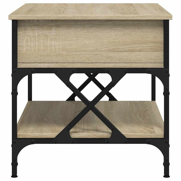 sofabord 70x50x50 cm konstrueret træ og metal sonoma-eg