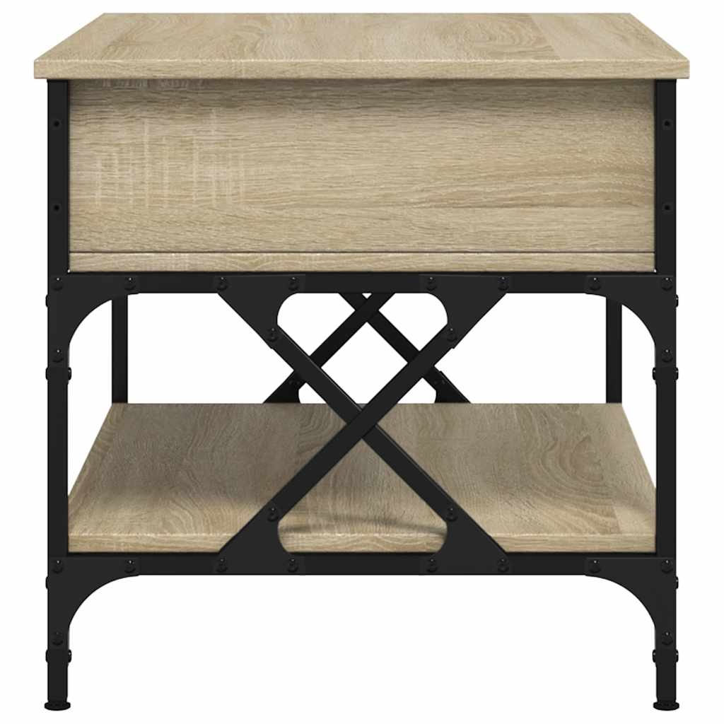 sofabord 70x50x50 cm konstrueret træ og metal sonoma-eg