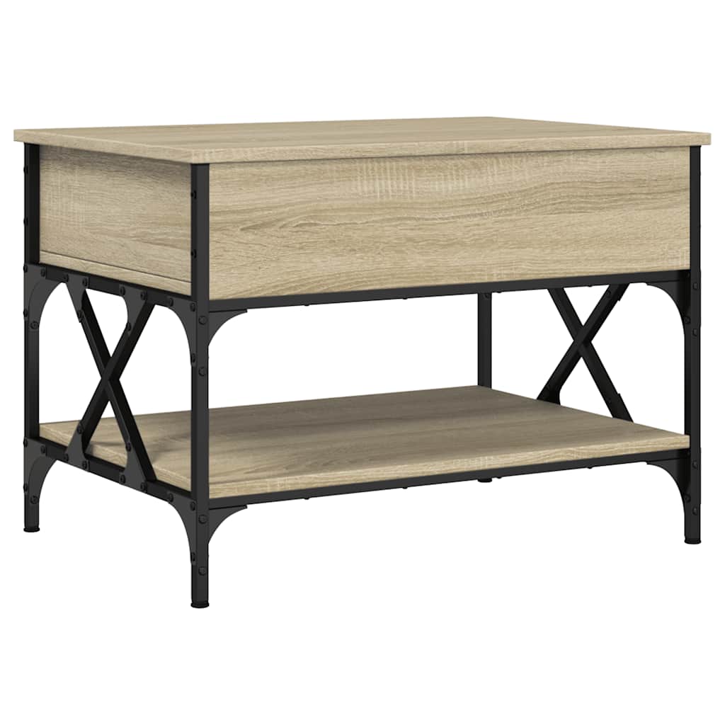 sofabord 70x50x50 cm konstrueret træ og metal sonoma-eg
