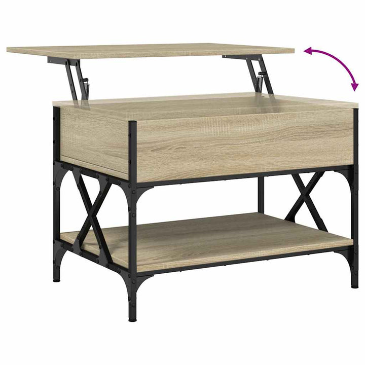 sofabord 70x50x50 cm konstrueret træ og metal sonoma-eg