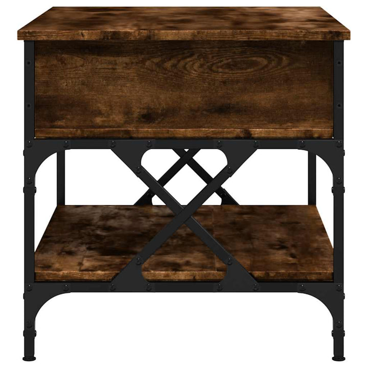 sofabord 70x50x50 cm konstrueret træ og metal røget eg