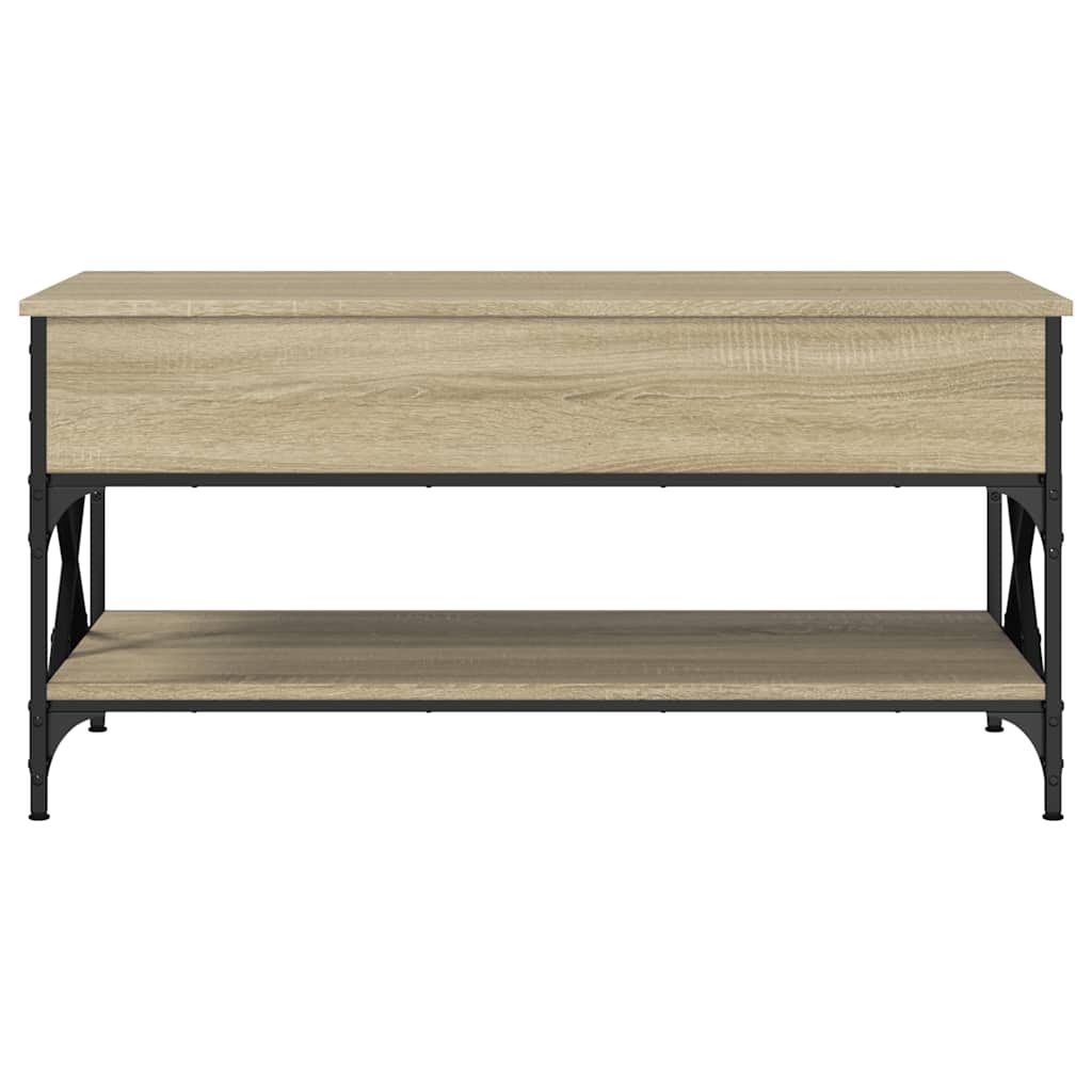 sofabord 100x50x50 cm konstrueret træ og metal sonoma-eg