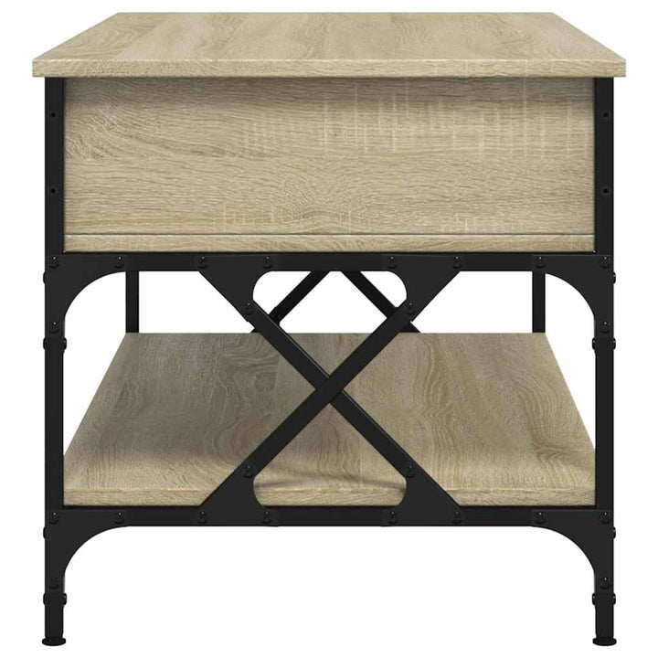 sofabord 100x50x50 cm konstrueret træ og metal sonoma-eg