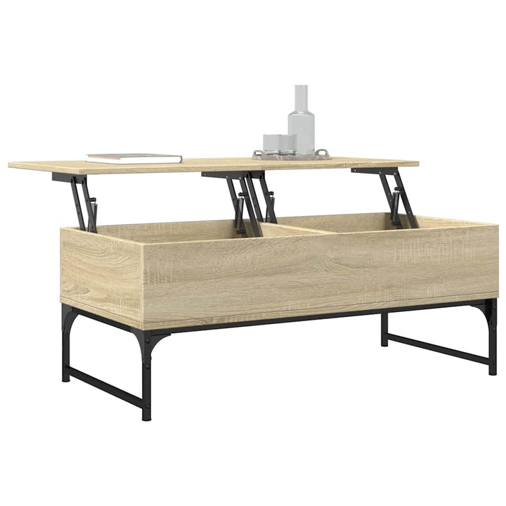sofabord 100x50x40 cm konstrueret træ og metal sonoma-eg