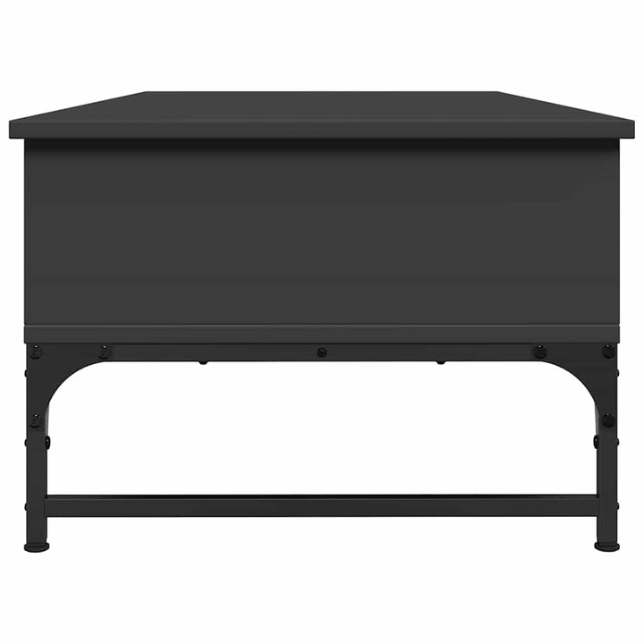 sofabord 100x50x35 cm massivt konstrueret træ og metal sort