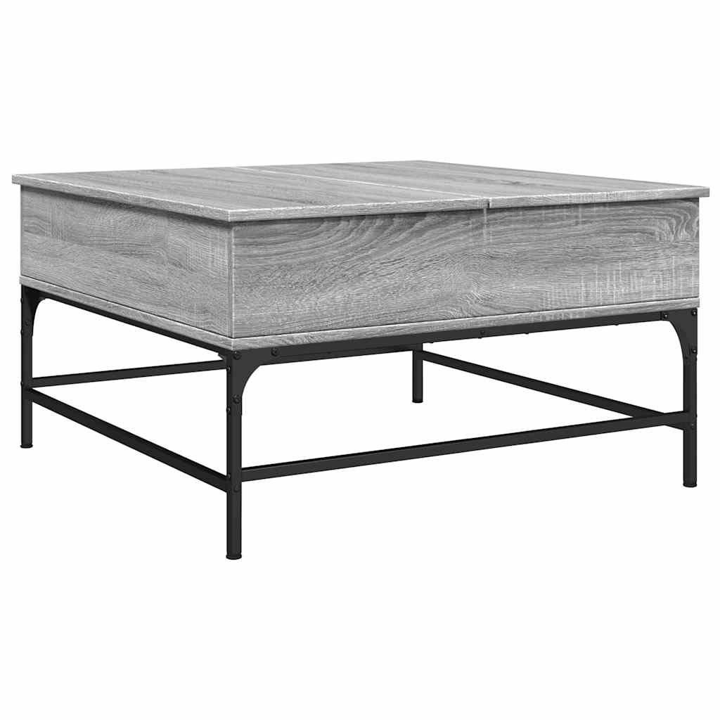 sofabord 80x80x45 cm konstrueret træ og metal grå sonoma-eg