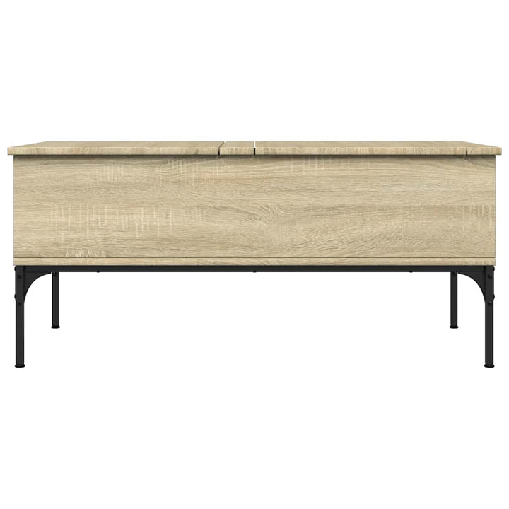 sofabord 100x50x45 cm konstrueret træ og metal sonoma-eg