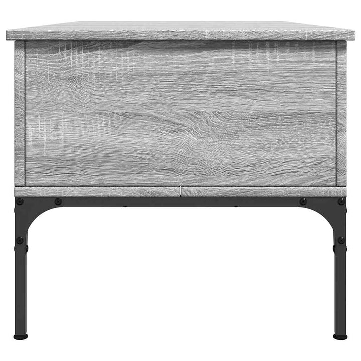 sofabord 100x50x45 cm konstrueret træ og metal grå sonoma-eg