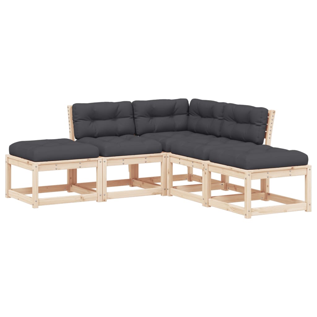 sofasæt til haven 5 dele med hynder massivt fyrretræ
