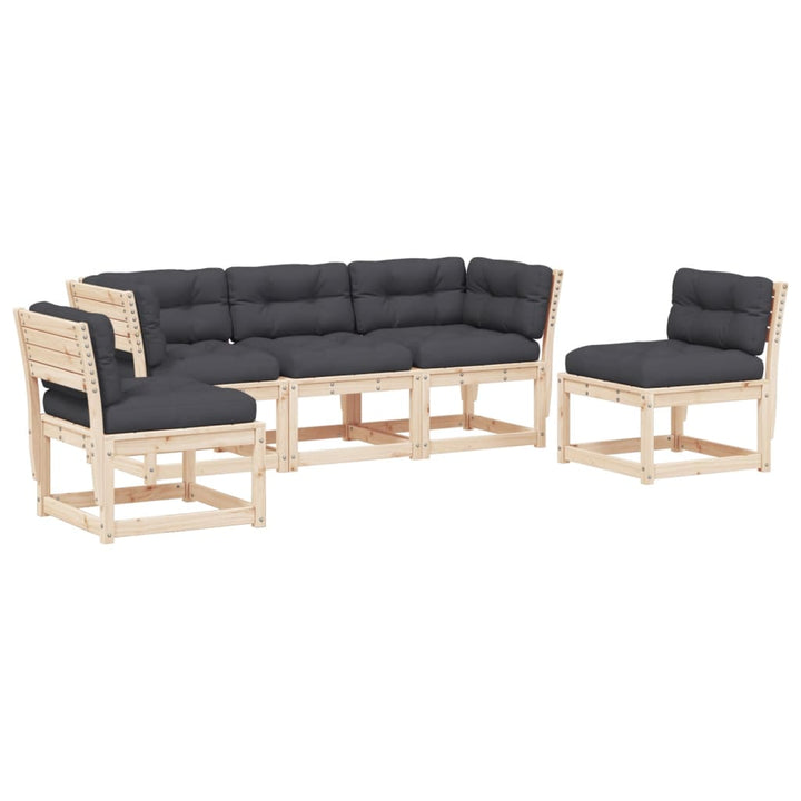 sofasæt til haven 5 dele med hynder massivt fyrretræ