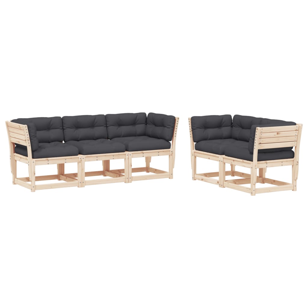 sofasæt til haven 5 dele med hynder massivt fyrretræ
