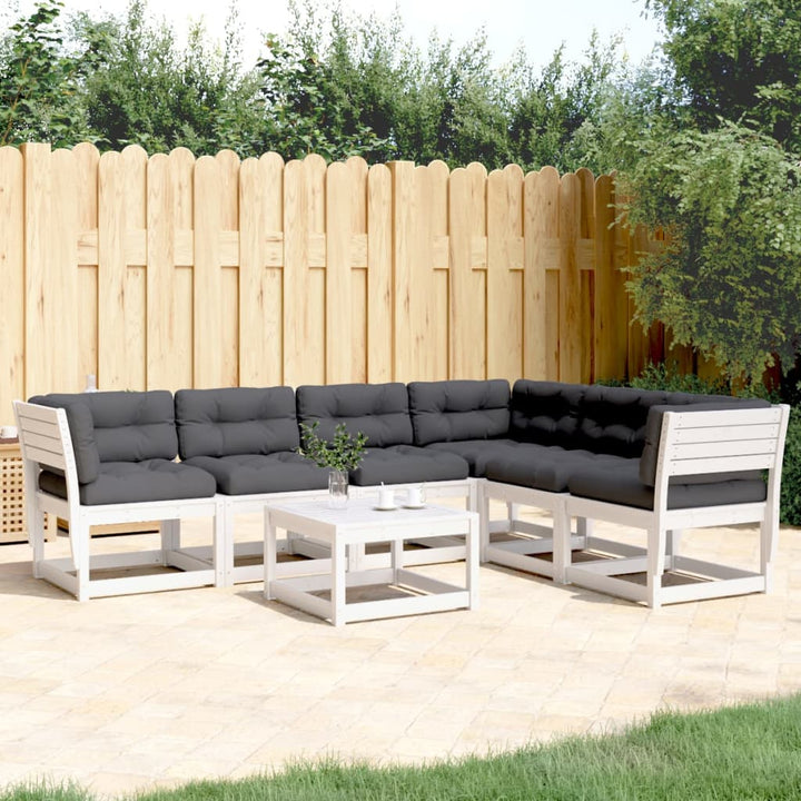 sofasæt til haven 6 dele med hynder massivt fyrretræ hvid