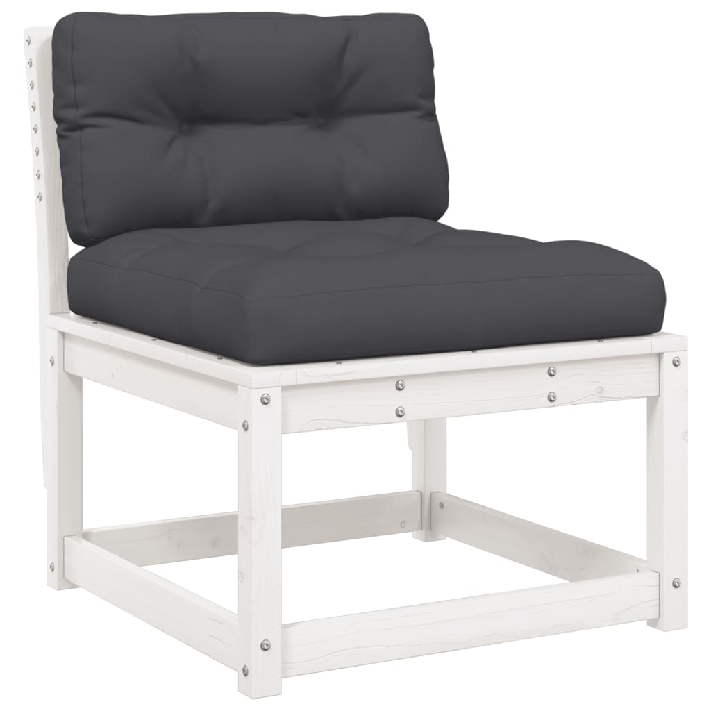 sofasæt til haven 6 dele med hynder massivt fyrretræ hvid