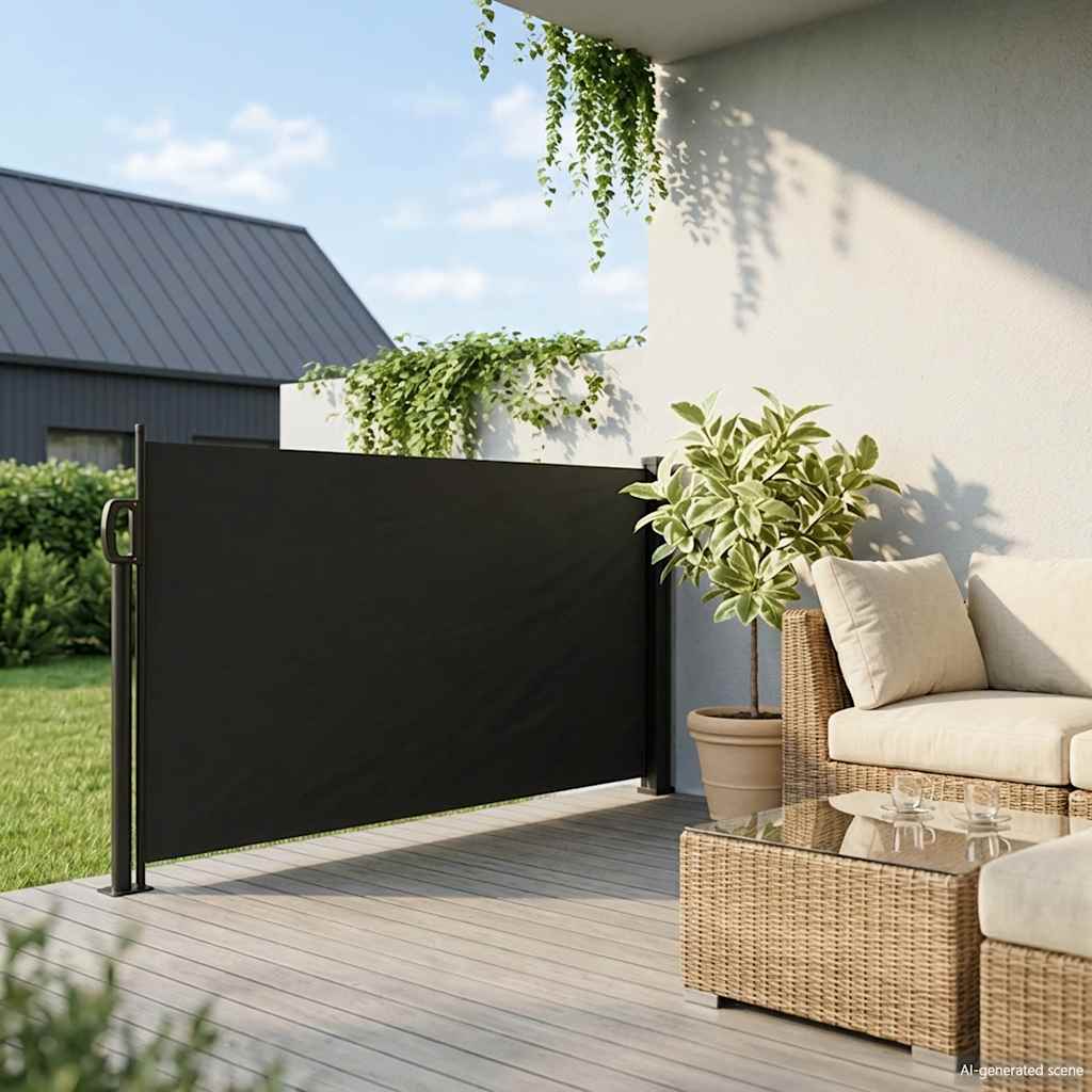 sidemarkise 100x300 cm sammenrullelig sort