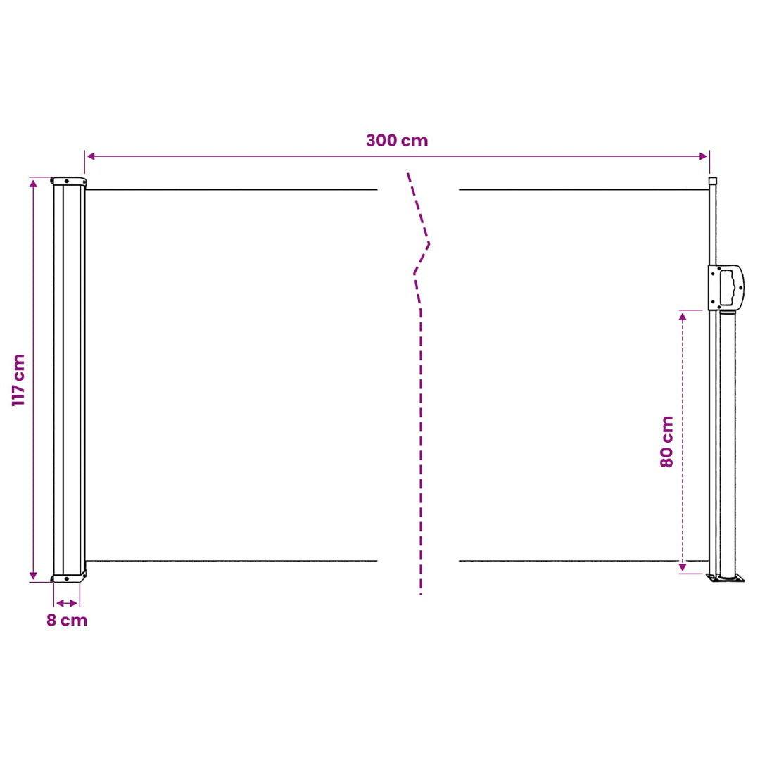 sidemarkise 117x300 cm sammenrullelig beige