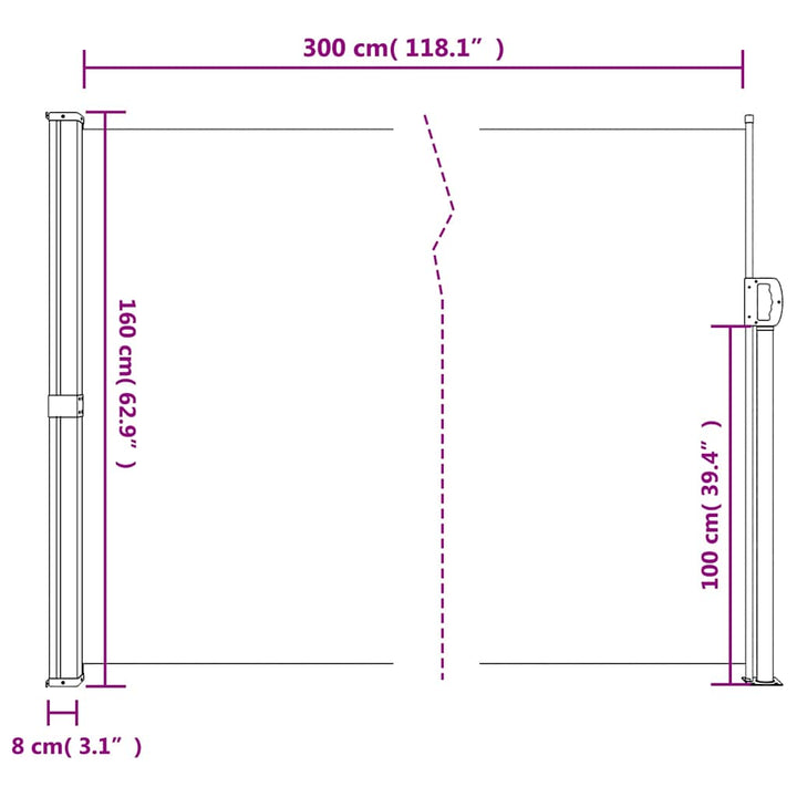 sammenrullelig sidemarkise 160x300 cm gråbrun