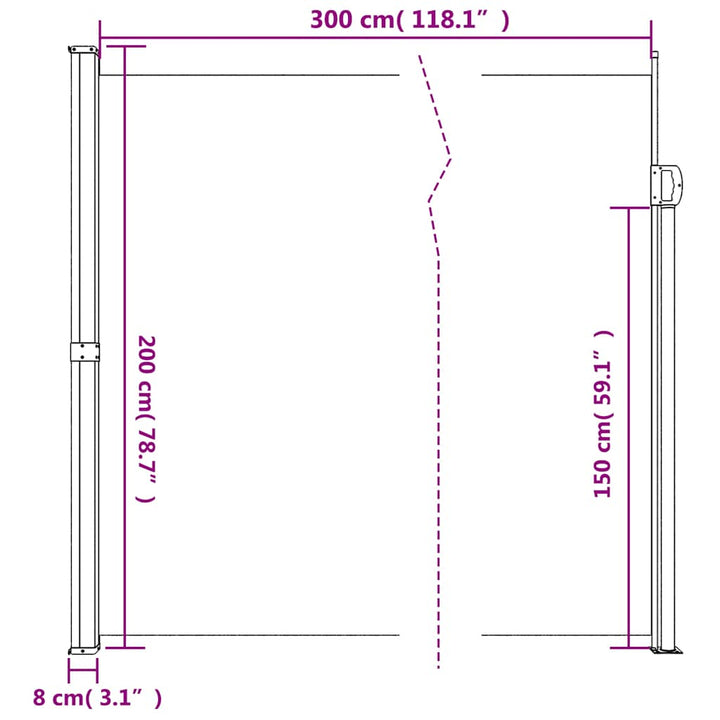 sammenrullelig sidemarkise 200x300 cm beige