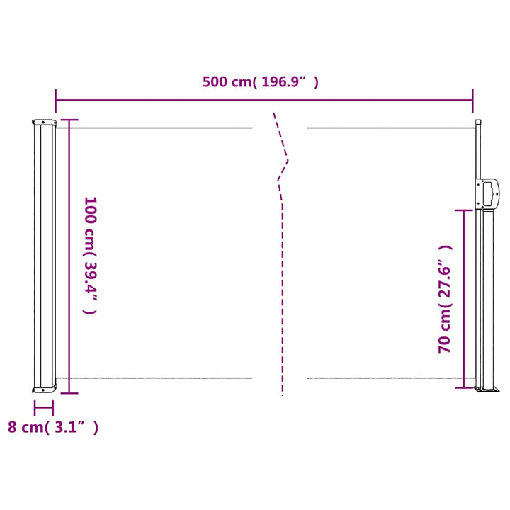 sammenrullelig sidemarkise 100x500 cm beige