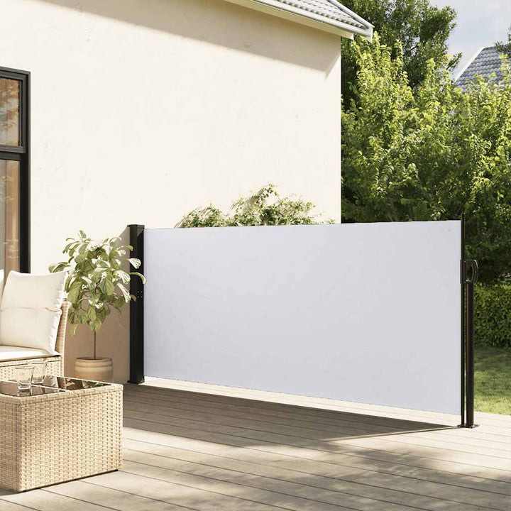 sammenrullelig sidemarkise 140x500 cm hvid